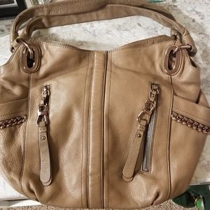 B.Makowsky tan leather w/rose gold hardware